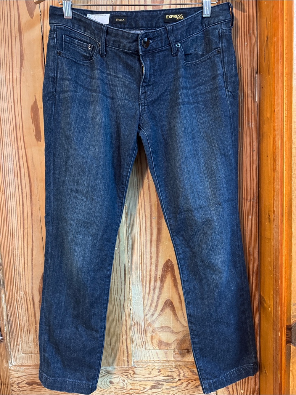 Express Stella Straight Leg Jeans in Dark Blue Wash 4